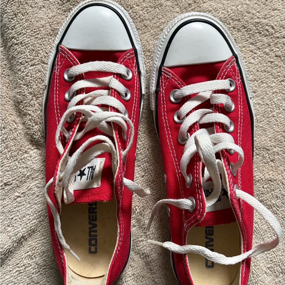 Converse Red Low Top Canvas Slip-On Sneakers